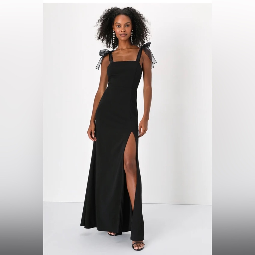 Lulus beloved elegance black tie back dress